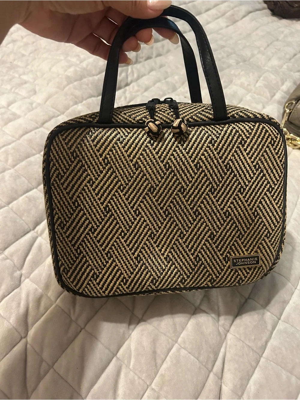 Stephanie Johnson Black and Natural Woven Cosmetic Case